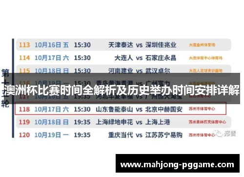 澳洲杯比赛时间全解析及历史举办时间安排详解